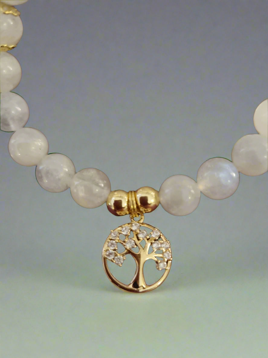 Moonstone Bracelet with Tree of Life Charm