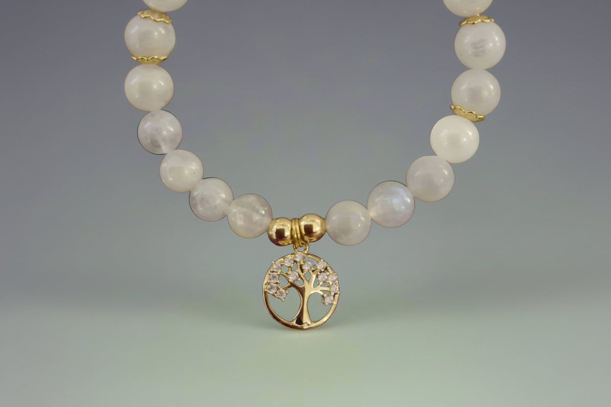 Moonstone Bracelet with Tree of Life Charm