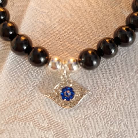 Black Tourmaline Evil Eye Protection Gemstone Bracelet