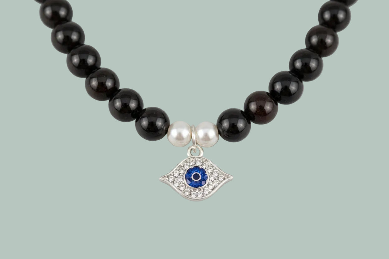 Black Tourmaline Evil Eye Protection Gemstone Bracelet
