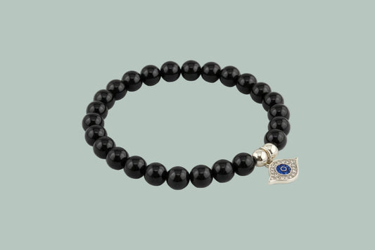 Black Tourmaline Evil Eye Protection Gemstone Bracelet