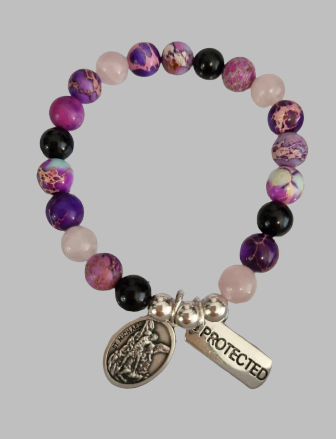 Jasper Rose Quartz Black Tourmaline Bracelet