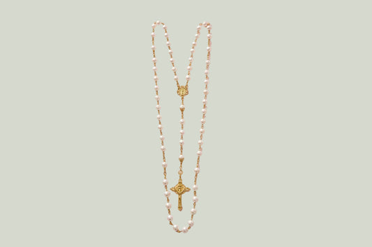 Rosary White Glass Pearl